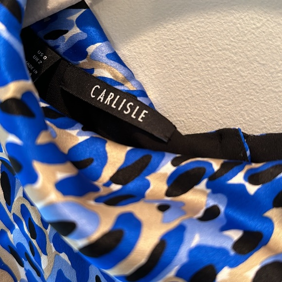 EUC: Carlisle size 0🔥100% SILK🔥Zipper side & tie back. Black Royal Blue HIP - Picture 3 of 11